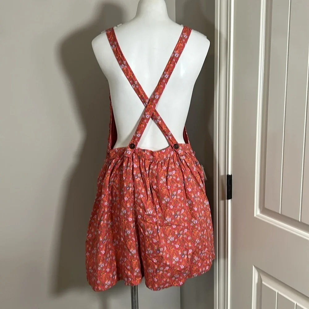 Free People Petunia Mini Dress Poppy Red backless ditsy floral print sz M NEW